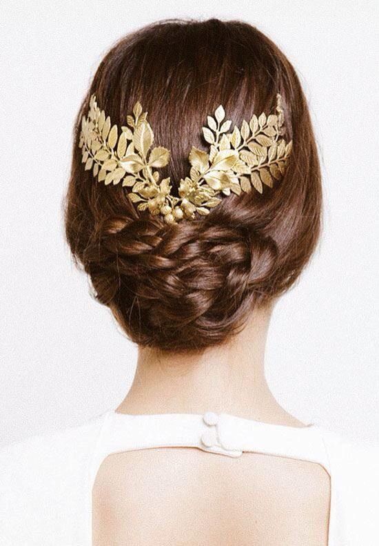wedding-updo-hairstyle-with-gold-leafs-hair-crown