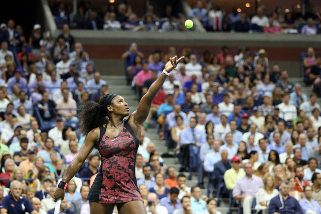 September 8, 2015 - Serena Williams in action against Venus Williams (not pictured) in a women's singles quarterfinal match during the 2015 US Open at the USTA Billie Jean King National Tennis Center in Flushing, NY. (USTA/Michael LeBrecht)